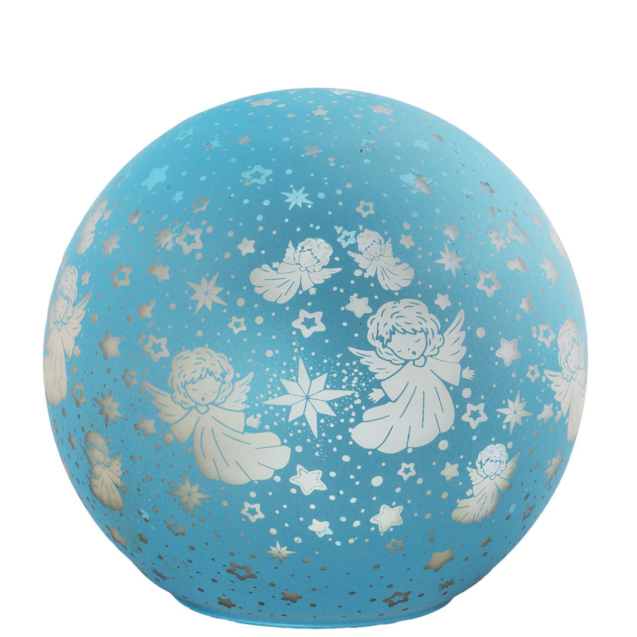 LAMPADA SFERA D. 15 GIREVOLE CON TELEC. DECORO ANGIOLETTI AZZURR